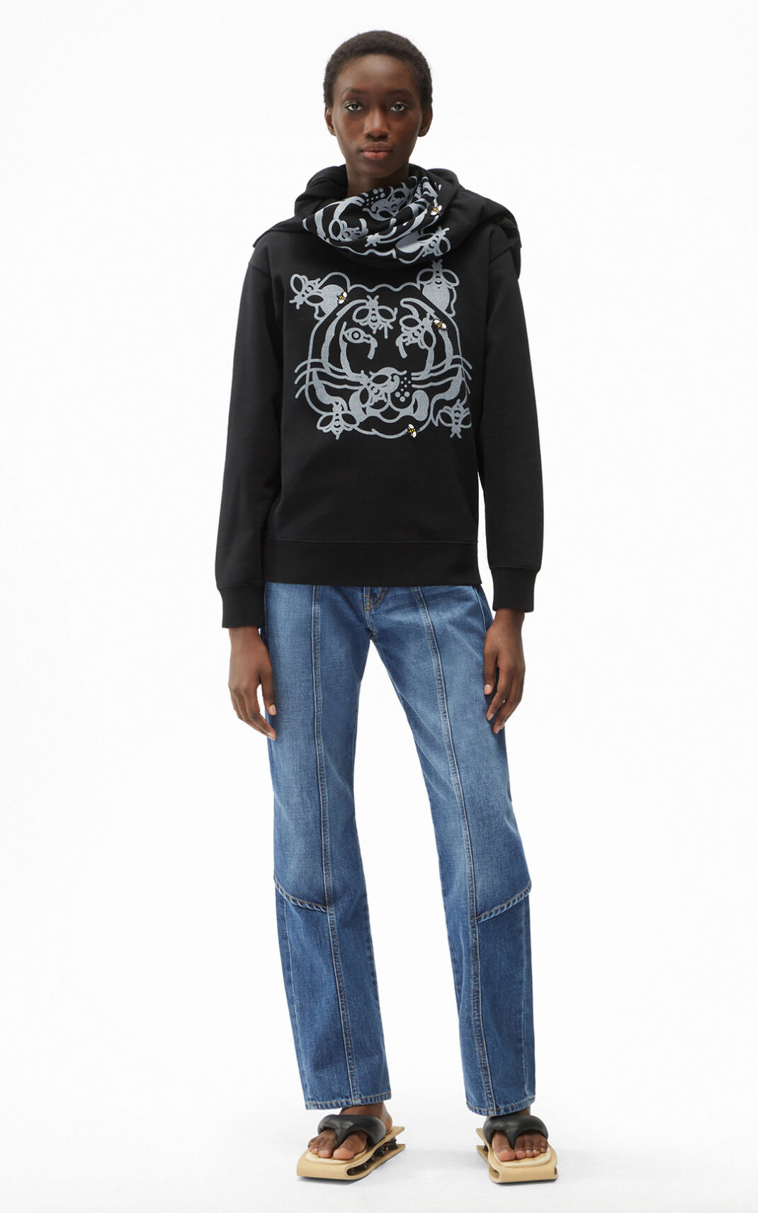 Kenzo Bee a Tiger Sweatshirt Bayan Siyah | 2376-TBJNX